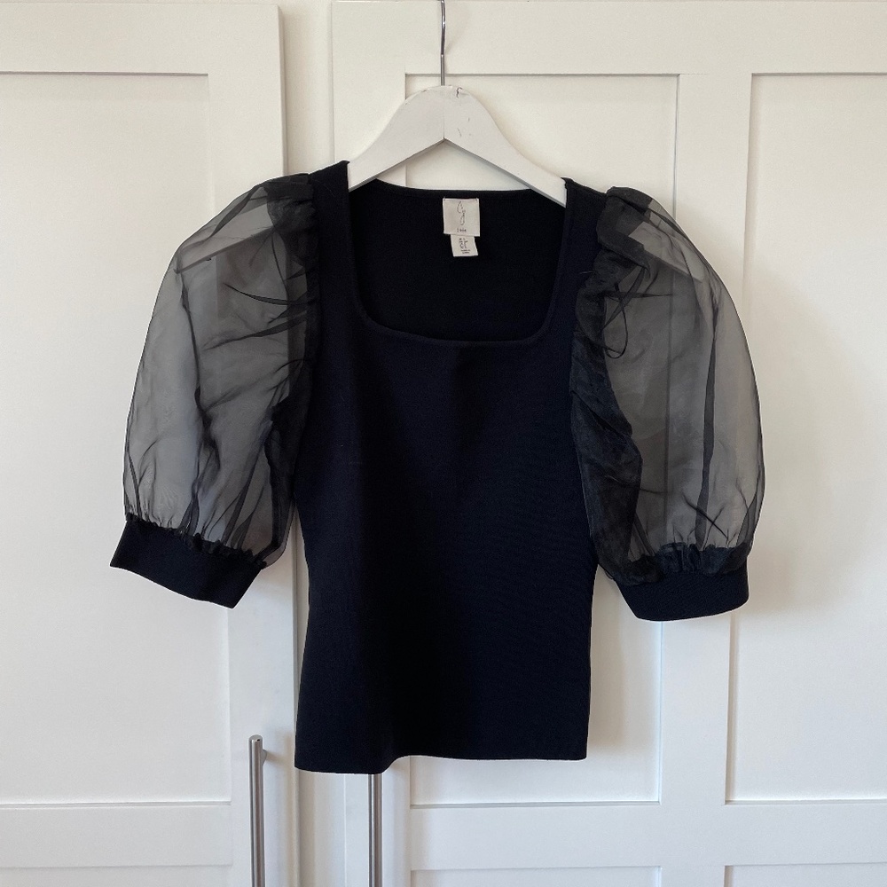 Joie Sheer Puff Sleeve Bandage Top Shirt Small